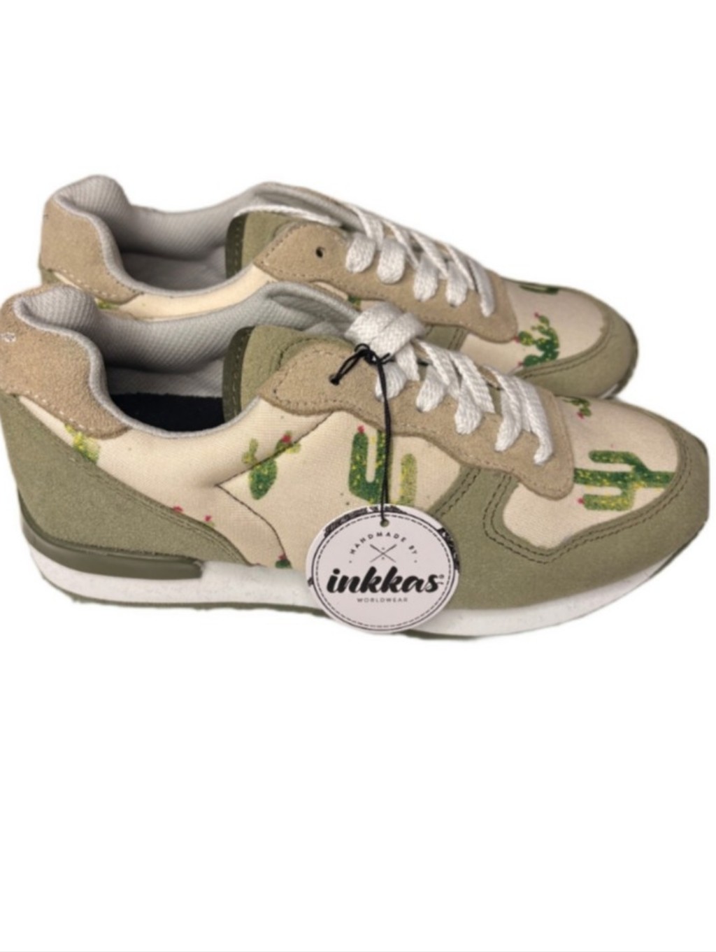 Inkkas Women's Cactus Print Jogger Sneakers In Olive And Cream Size 7 Nwt — image 8 of 8